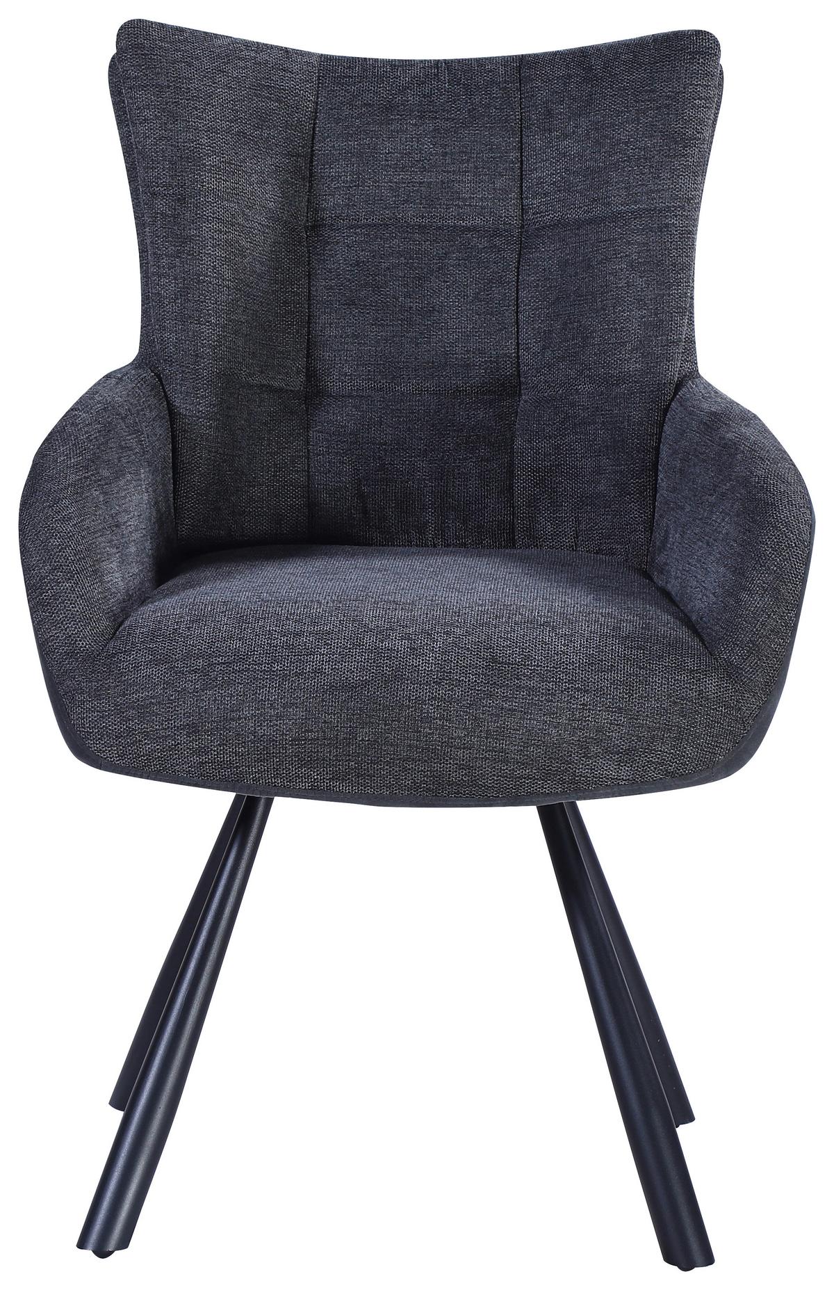 KRZESŁO Z PODŁOKIETNIKAMI JULIUS   -HOM IN- - szary, Design, metal/tkanina (60/90/63cm) - Hom`in