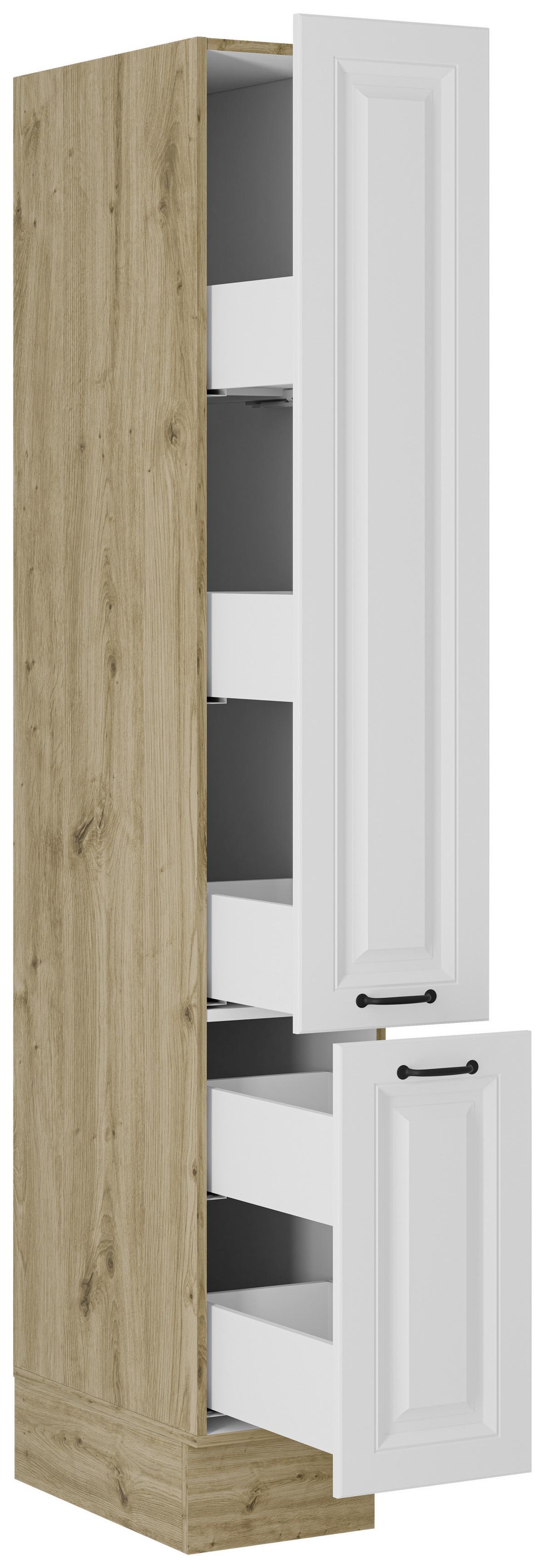 Izvlečna Omara Stina, Bela, Barva Hrasta - črna/bela, Romantika, kovina/leseni material (30/205/57cm) - Livetastic