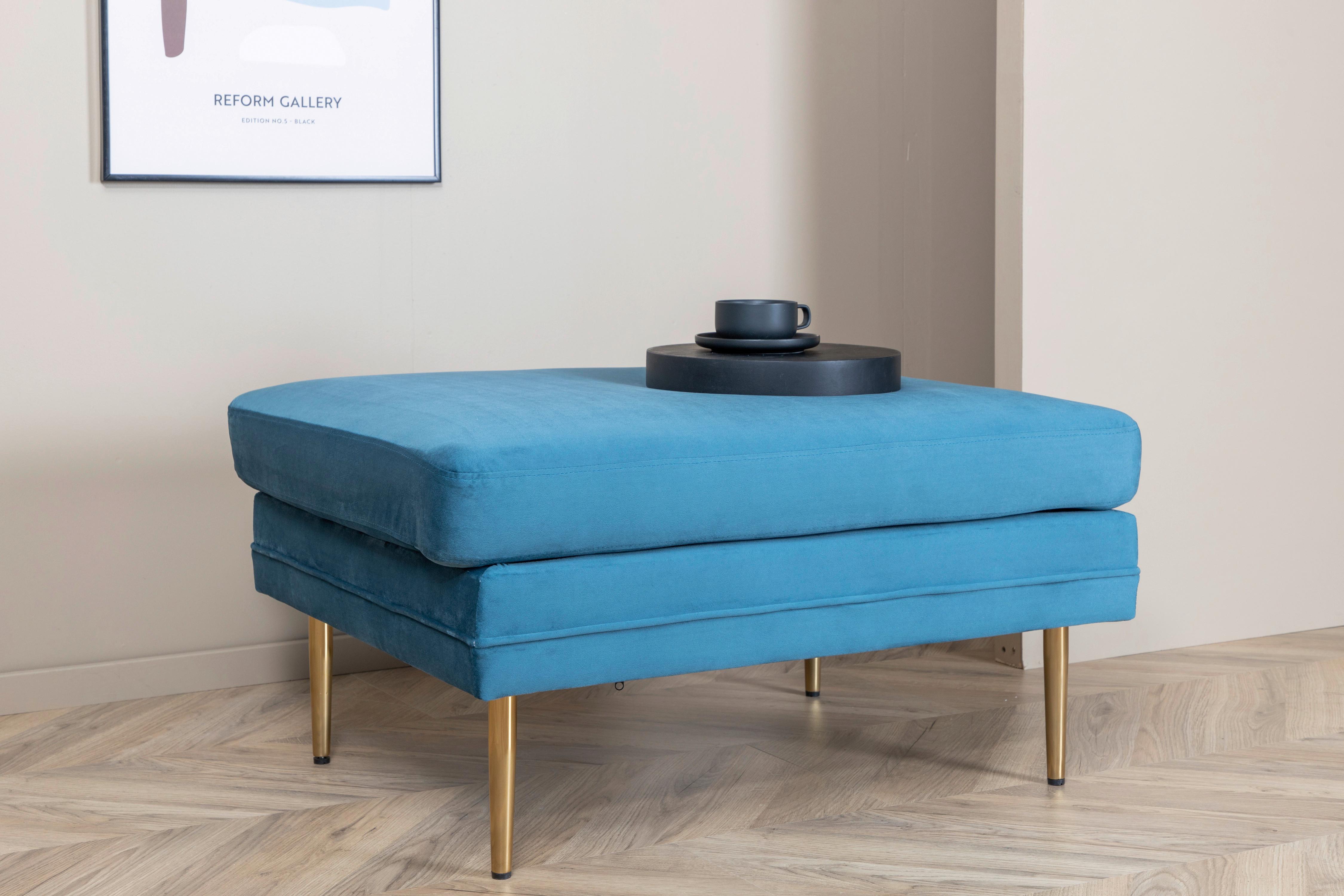 HOCKER BOOM - Blau/Goldfarben, Design, Kunststoff/Textil (90/49/70cm) - Livetastic