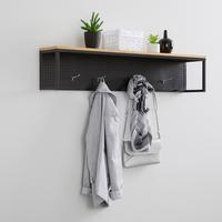 Garderobe Lorenzo ca. 110x22 cm Metall/Kiefer - Schwarz/Kieferfarben, MODERN, Holz/Metall (110/22/20cm) - Bessagi Home