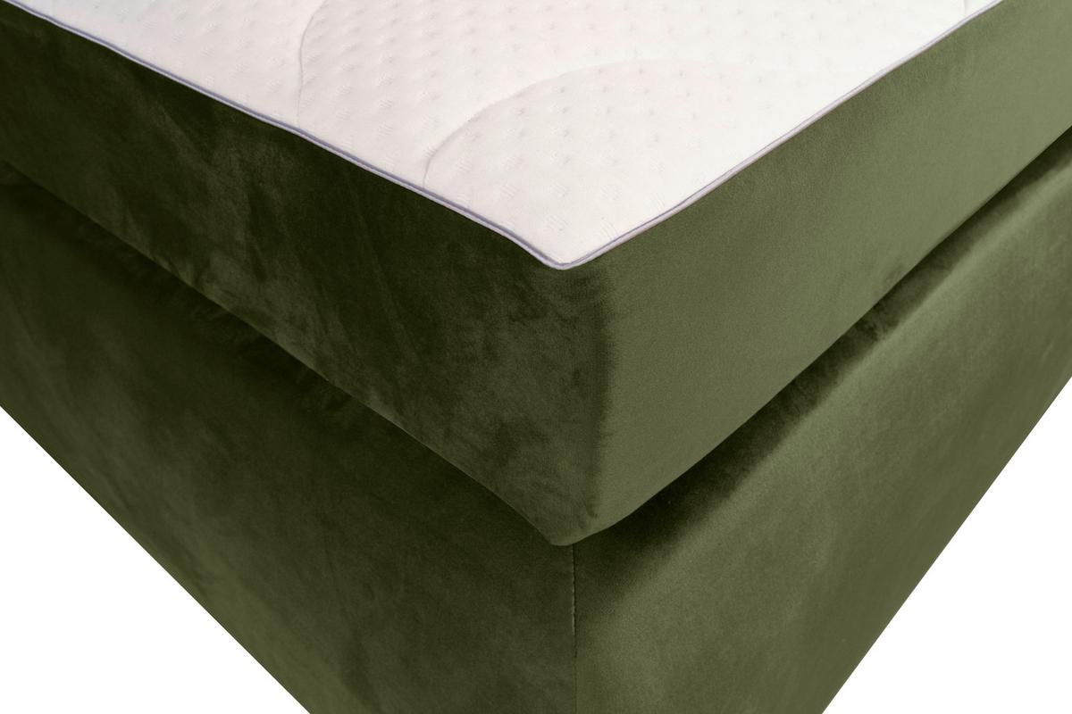 Boxspring Ágy Leon - sötétzöld, Modern, faalapú anyag/textil (160/200cm)