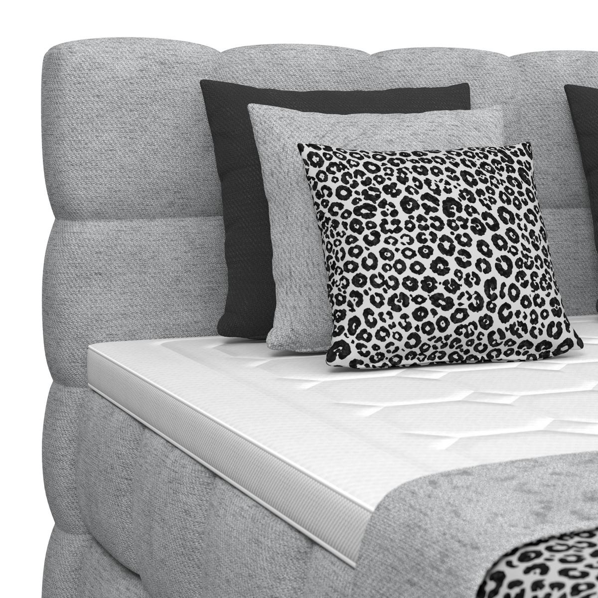 Postelja Boxspring Brisbane, Siva, 160x200 - siva/črna, Trend, kovina/umetna masa (160/200cm) - Premium Living
