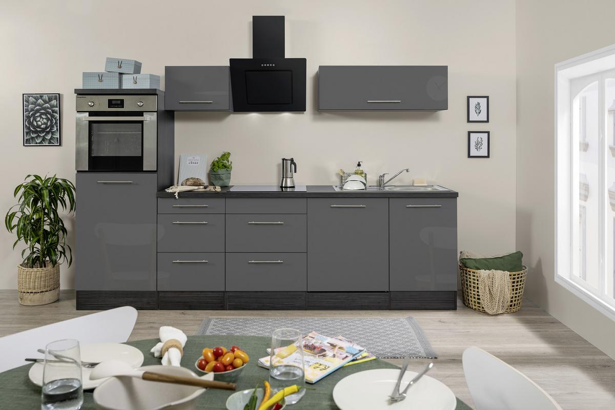 Respekta Küchenzeile mit Geräten 280 cm Grau Hochglanz online kaufen ➤ mömax