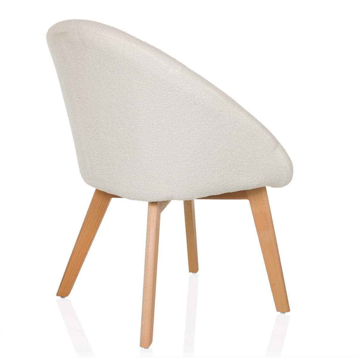 Naslanjač Scandi Ted, Bela - bela/barve bukve, Moderno, tekstil/les (68/85/62cm) - MID.YOU