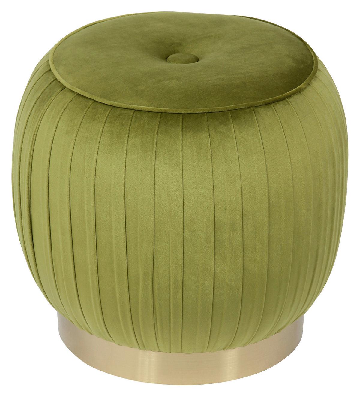 HOCKER LILJE 100 - Goldfarben/Grün, Design, Textil/Metall (43/42cm) - Kayoom