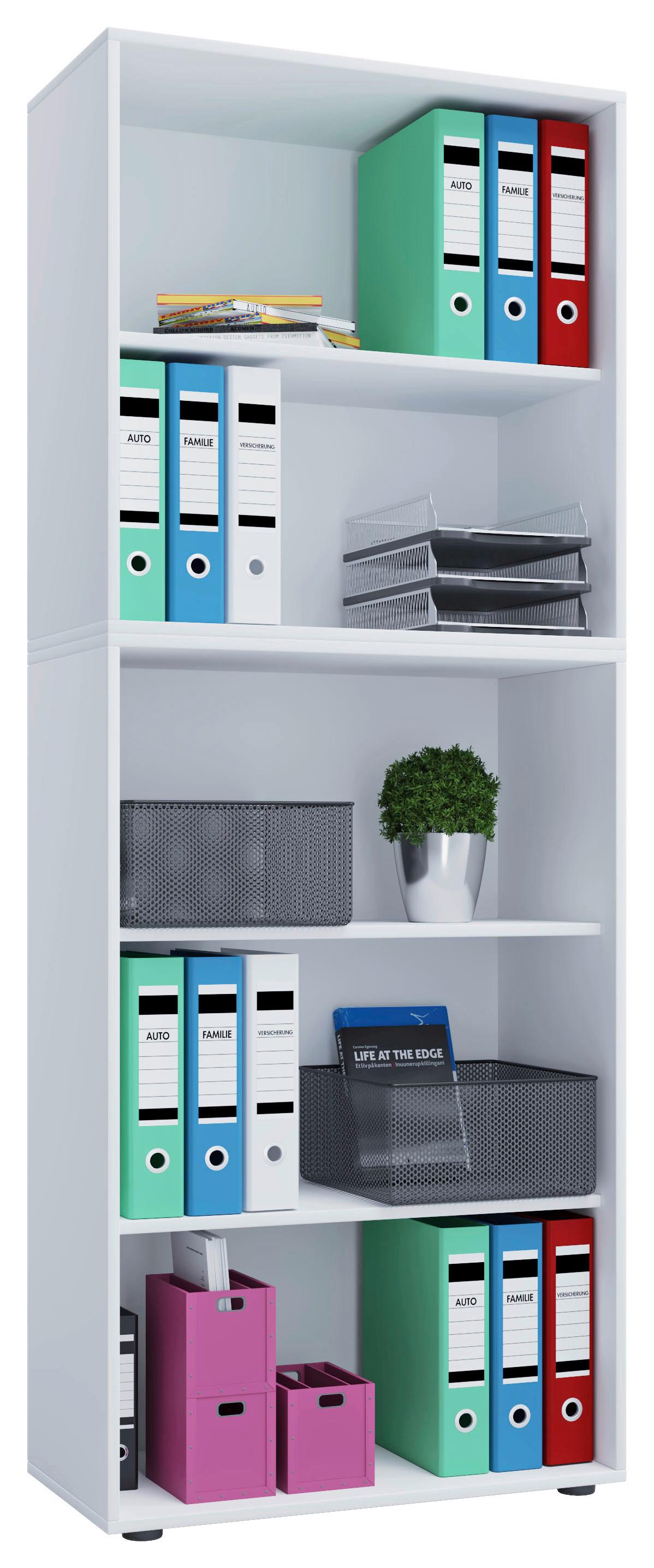 Pisarniški Regal Lona Xxl, Bela - črna/bela, Basics, umetna masa/leseni material (70/178/37cm) - MID.YOU