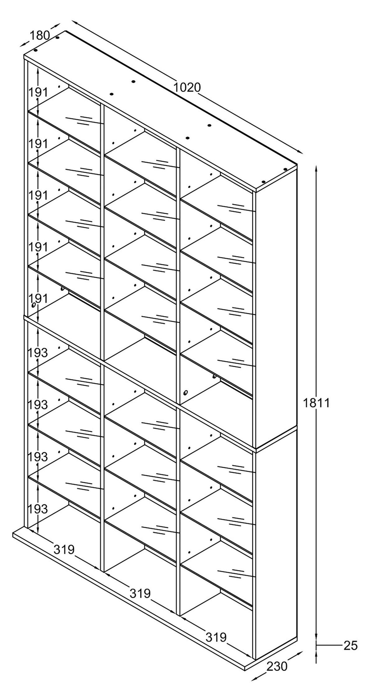 REGAL ZILAS XL - Weiss, Design, Glas/Holzwerkstoff (102/181/23cm) - MID.YOU
