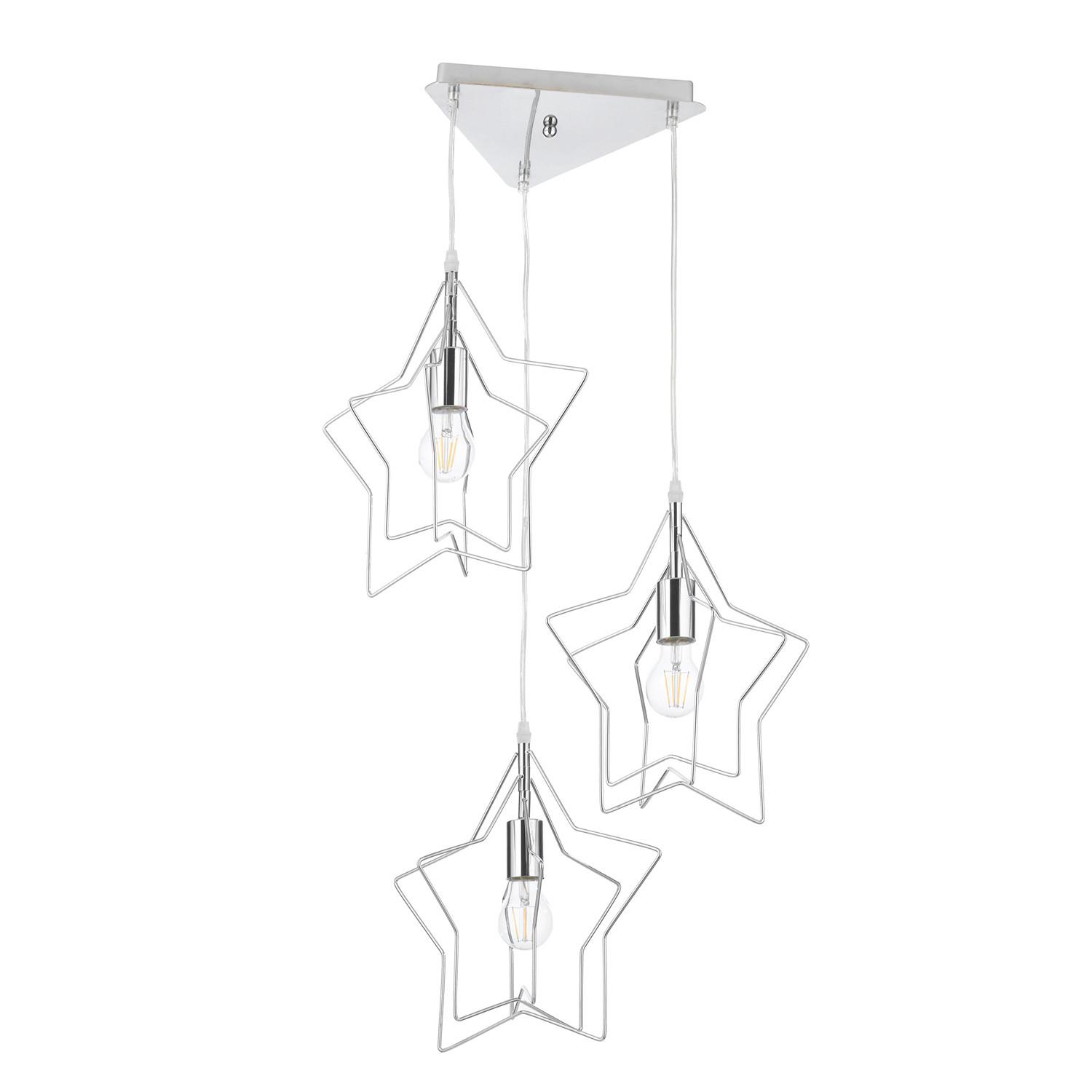 Kinderhängeleuchte Estrella Chromfarben max. 22 Watt - Chromfarben, Design, Metall (38/120cm)