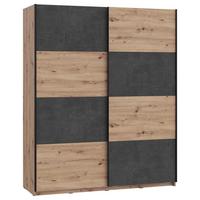 Omara Z Drsnimi Vrati Raven, Barva Hrasta, Temno Siva - temno siva/črna, Design, kovina/leseni material (170/210/61cm) - Carryhome