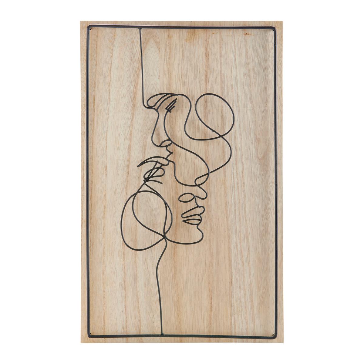 Stenska Dekoracija Grace - črna/rjava, Design, kovina/leseni material (37/59cm) - Modern Living