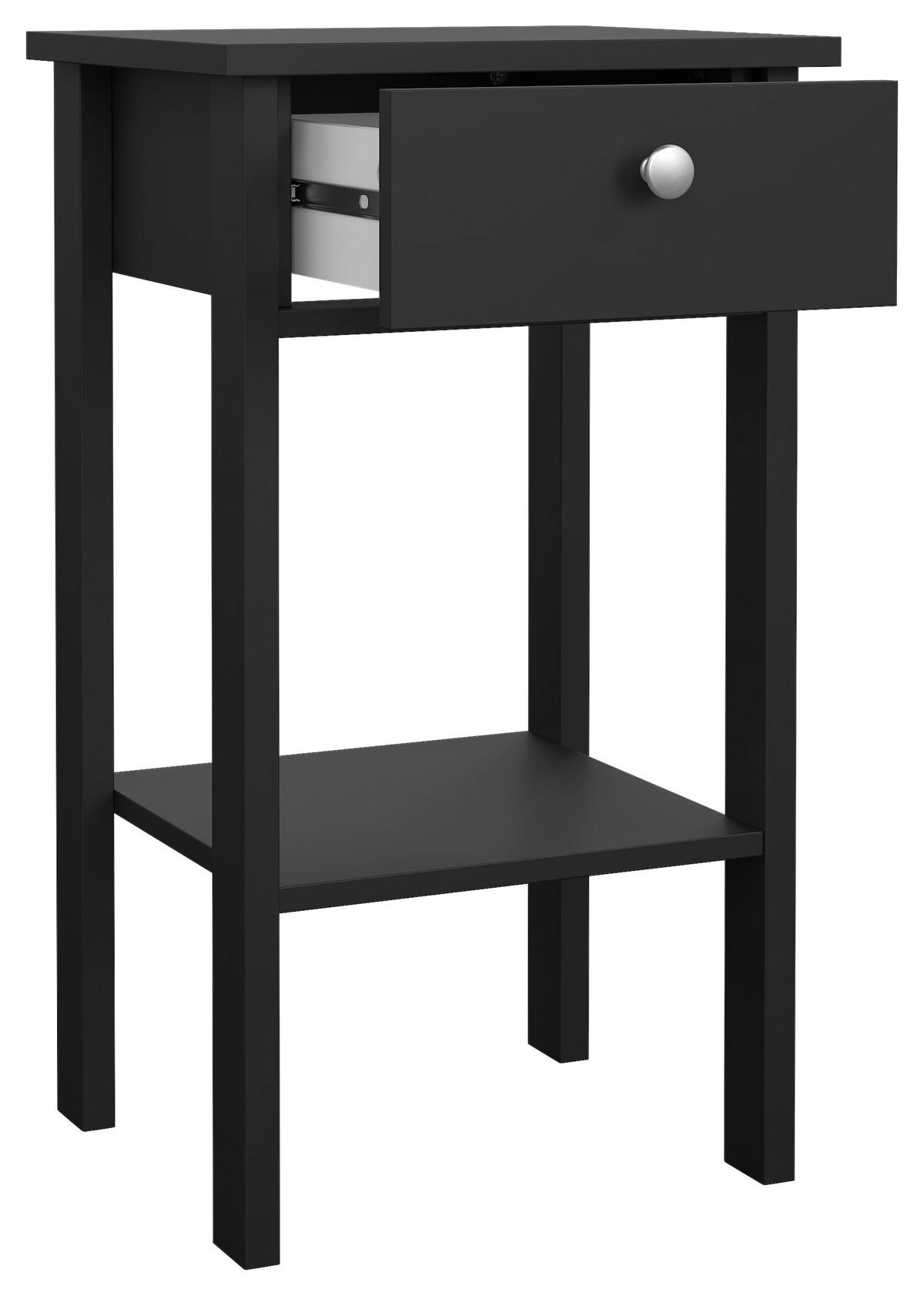 SZAFKA NOCNA MADRID - kolor srebrny/czarny, Modern, materiał drewnopochodny/metal (40/70,1/34,2cm) - MID.YOU