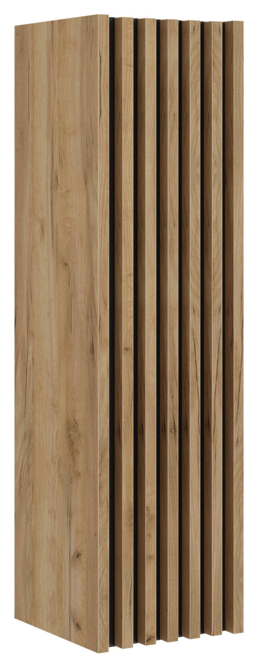 Dulap mediu Line - auriu/culoare lemn stejar, Modern, material pe bază de lemn (35/125/36cm) - Welnova