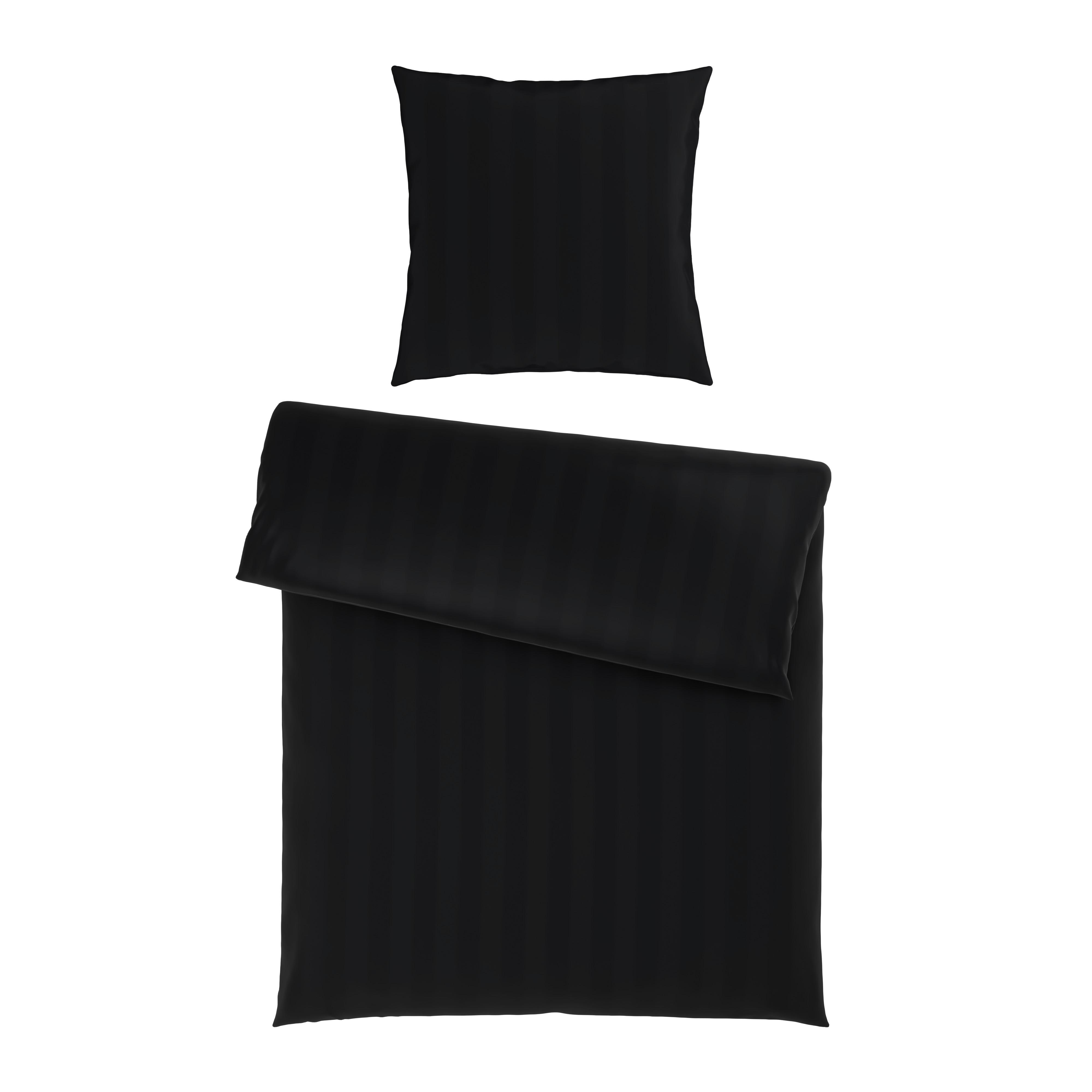 Bettwäsche Xenia Streif XL Schwarz ca. 155x220cm - Schwarz, MODERN, Textil (155/220cm) - Premium Living