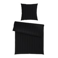 Bettwäsche Xenia Streif XL Schwarz ca. 155x220cm - Schwarz, MODERN, Textil (155/220cm) - Premium Living