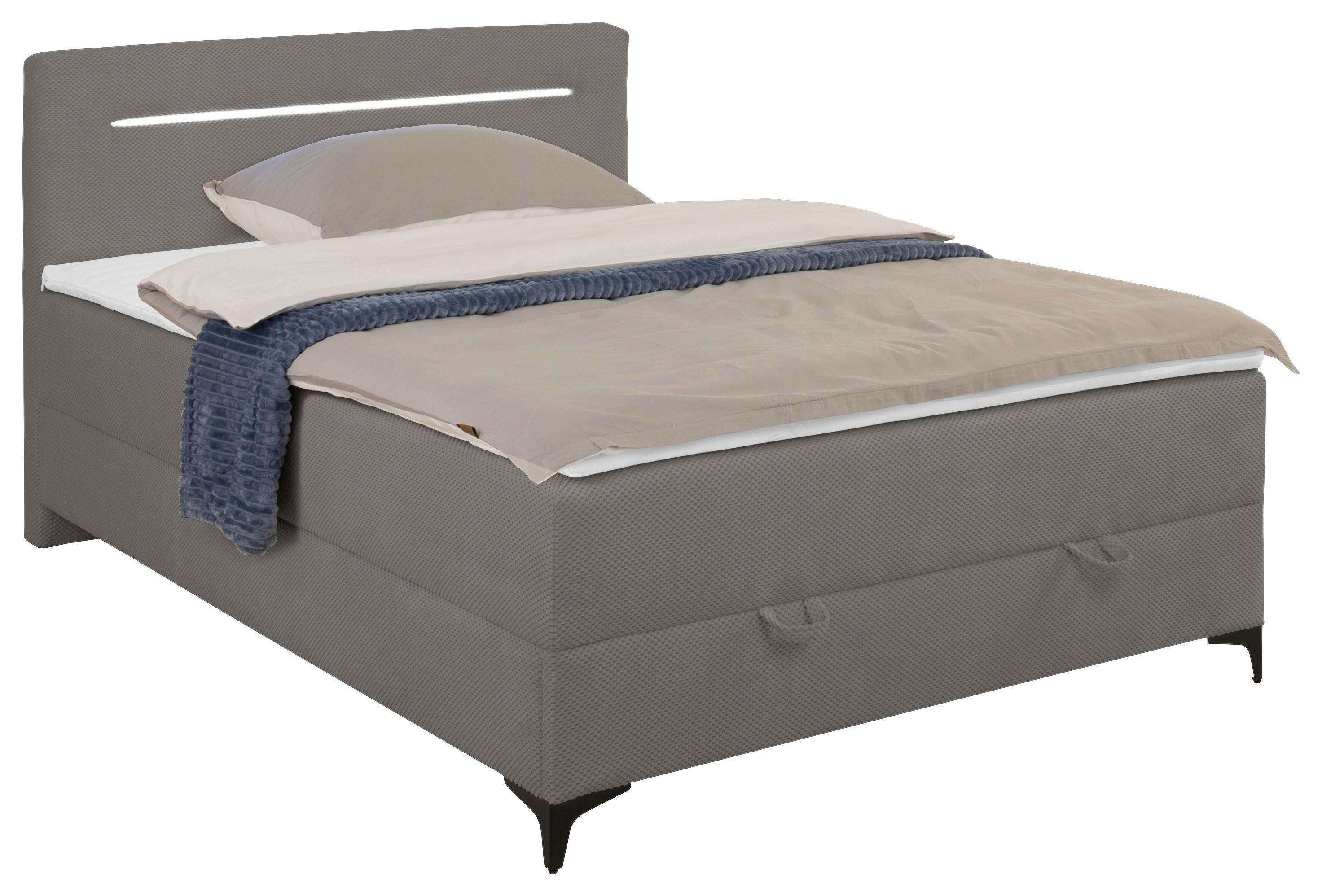 Pat Tip Boxspring Jerry - grafit, Konventionell, textil (140/200cm) - Mömax