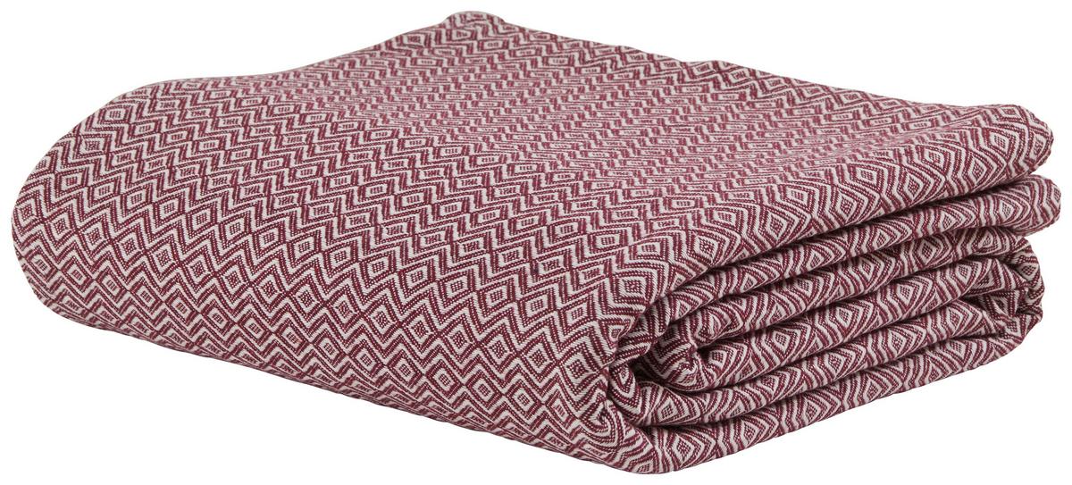 Überwurf Dobby Raute in Rot/Weiß ca. 240x210cm - Weiss/Rot, Textil (240/210cm) - Premium Living
