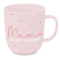 Kaffeebecher Mama aus Keramik ca. 400ml - Weiss/Rosa, Modern, Keramik (9/10cm)