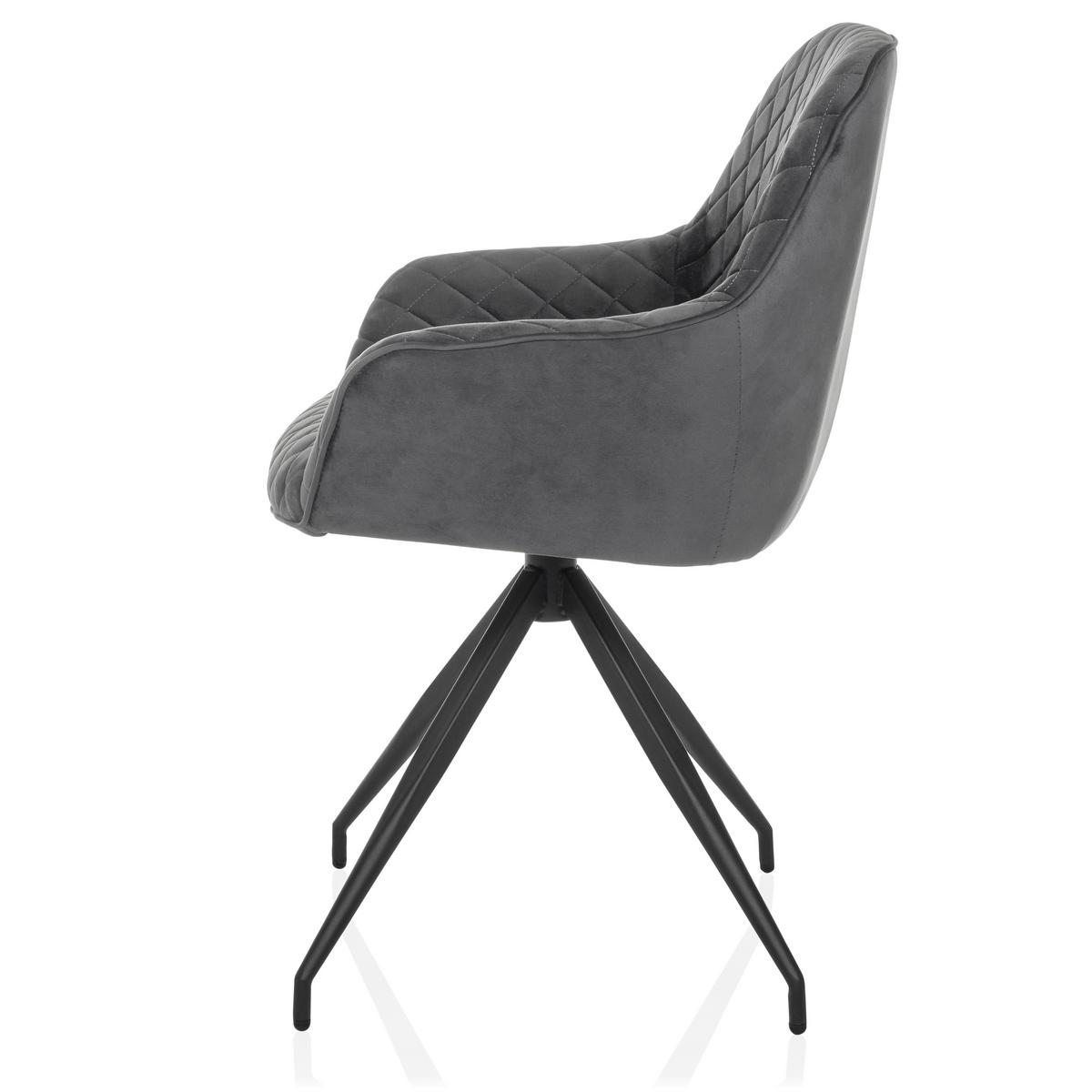 Naslanjač Elverum, Siva - siva/črna, Moderno, kovina/tekstil (58/87/57cm) - MID.YOU