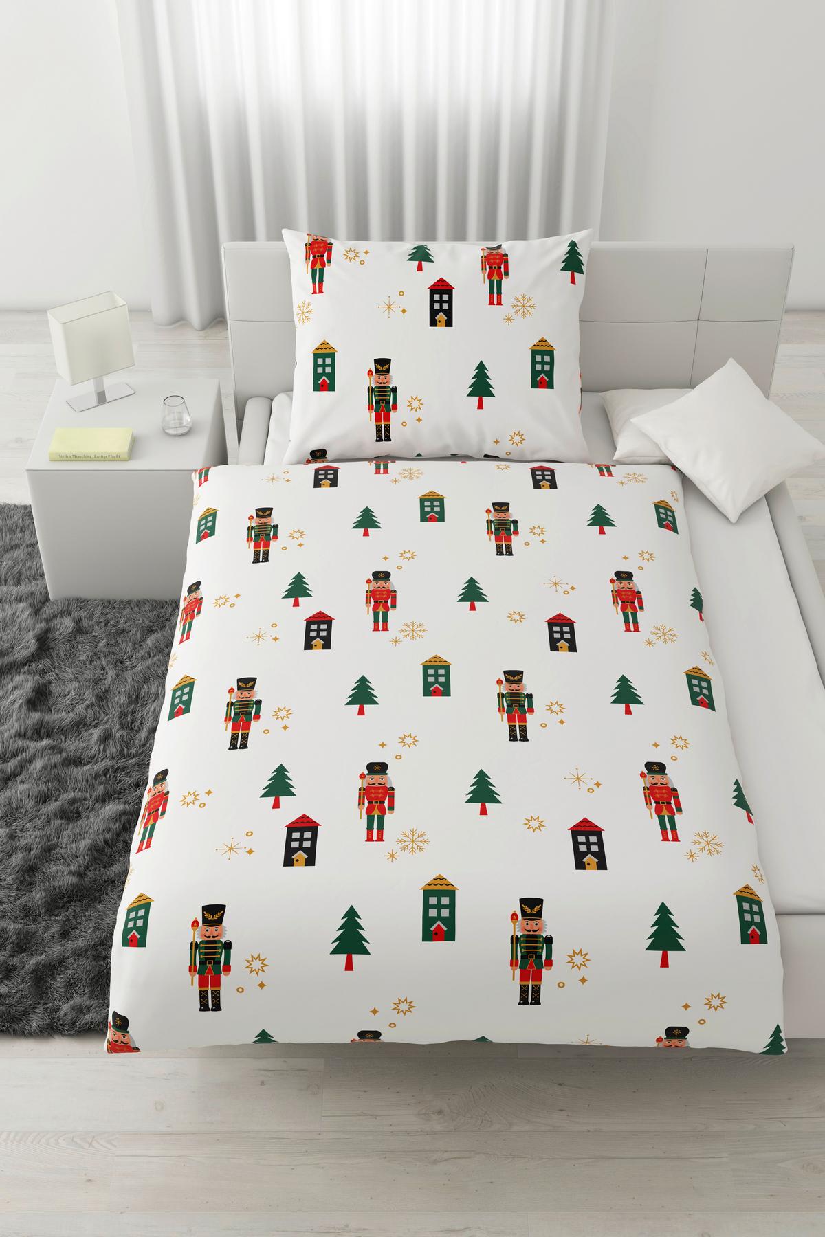 Ágyneműhuzat-garnitúra Nussknacker - piros/fehér, textil (140/200cm) - Modern Living
