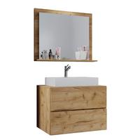 Badezimmer Lendas 3-tlg. ca. 60 cm Honigeiche - Honigeiche/Weiß, MODERN, Keramik/Holzwerkstoff (60cm) - MID.YOU
