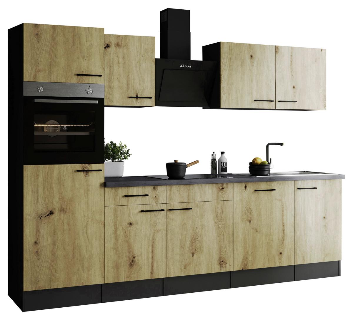 Kuhinjski Blok Z Aparati Oliver, 280cm - črna/siva, Design, kovina/leseni material (280cm) - Respekta