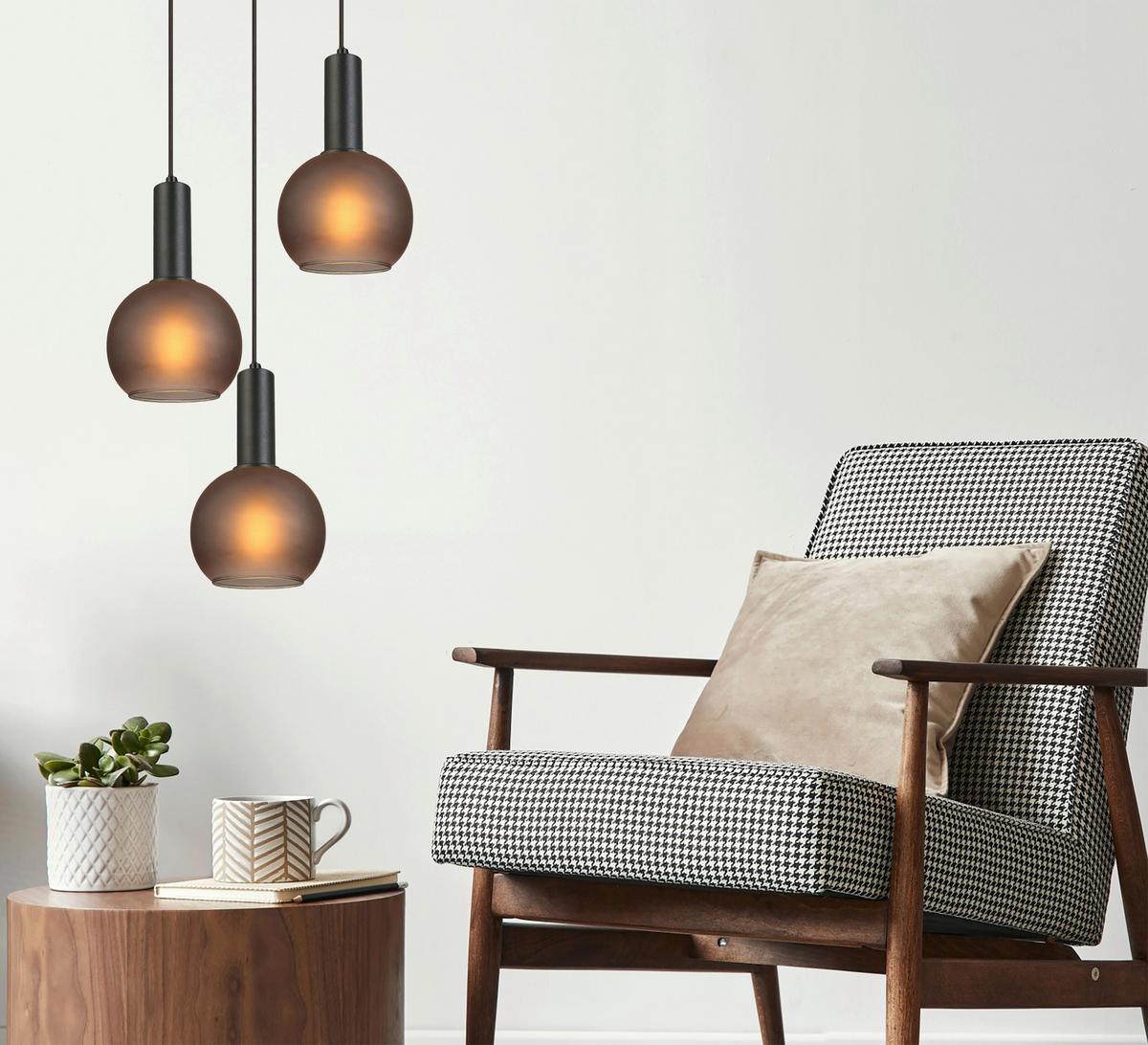 LAMPA WISZĄCA MARCY - czarny/szary, Trend, metal/szkło (25/120cm) - Novel