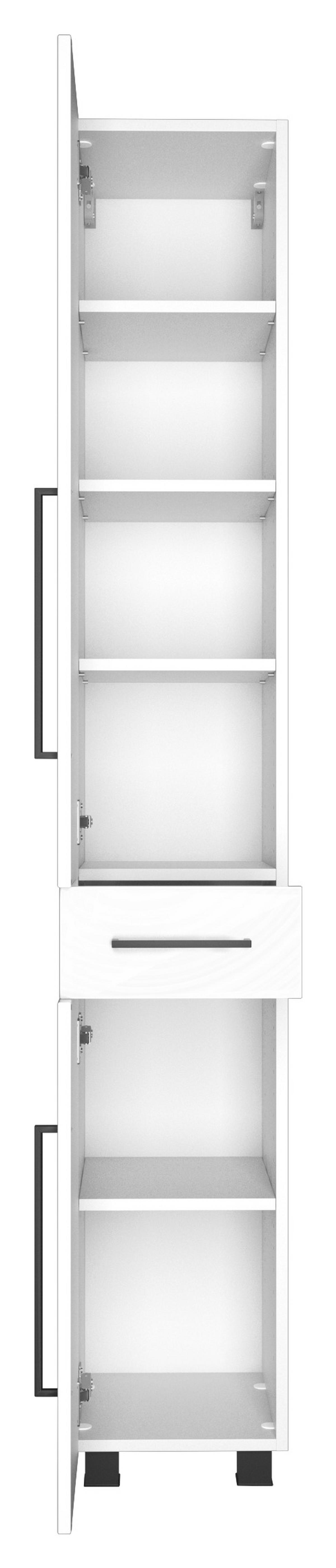 Seitenschrank in Weiss 'Luzern' - Schwarz/Weiß, KONVENTIONELL, Holzwerkstoff/Kunststoff (30/180/35cm) - Held