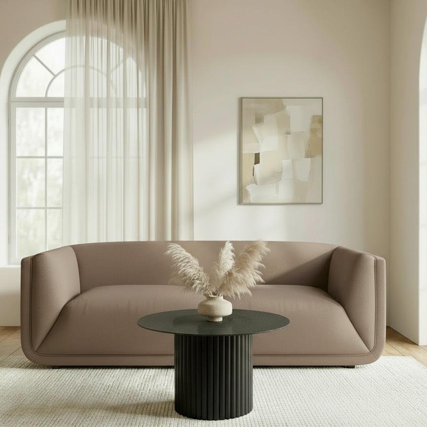 SOFFA HEVI - svart/mocca, Modern, trä/textil (197/73/86cm) - Bessagi Home