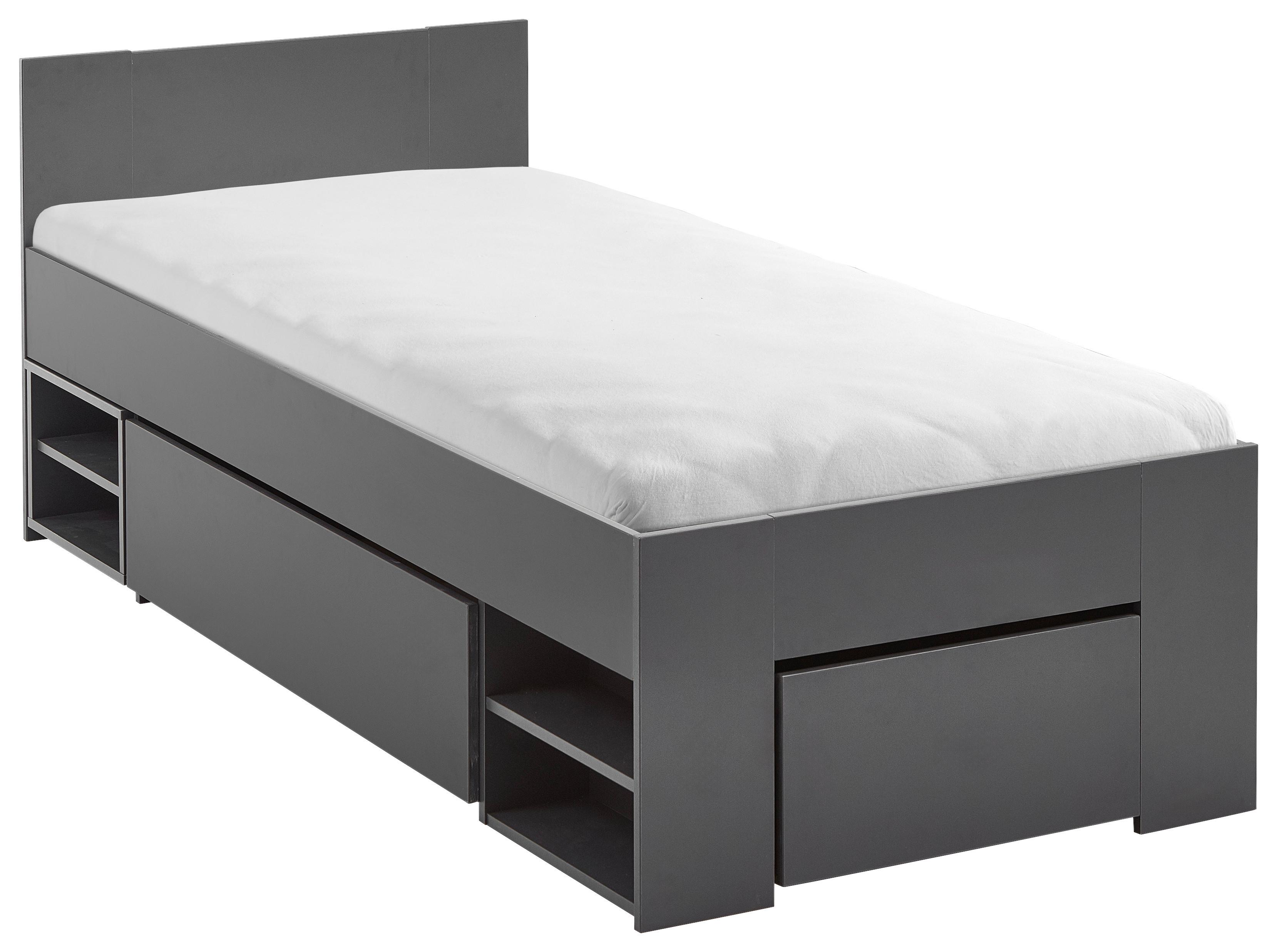 Bett Azurro 2-90 Anthrazit - Anthrazit, MODERN, Holzwerkstoff (90/200cm) - Mömax