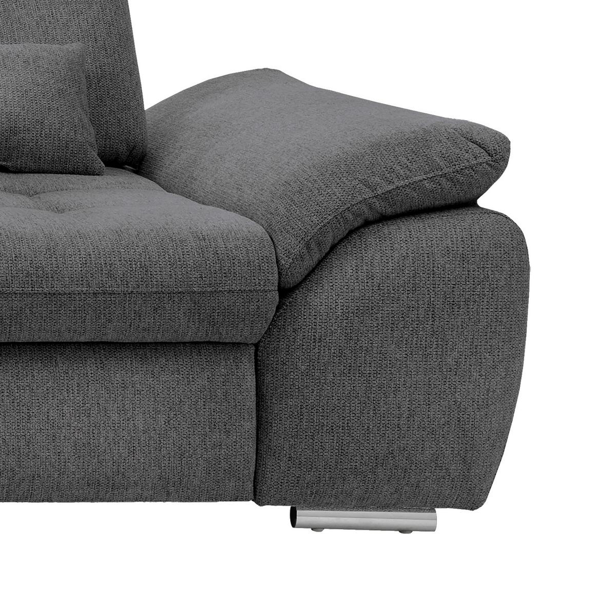 Ecksofa Rigatti mit Bettkasten ca. 184x314 cm Anthrazit - Chromfarben/Anthrazit, MODERN, Textil/Metall (184/314cm) - Livetastic