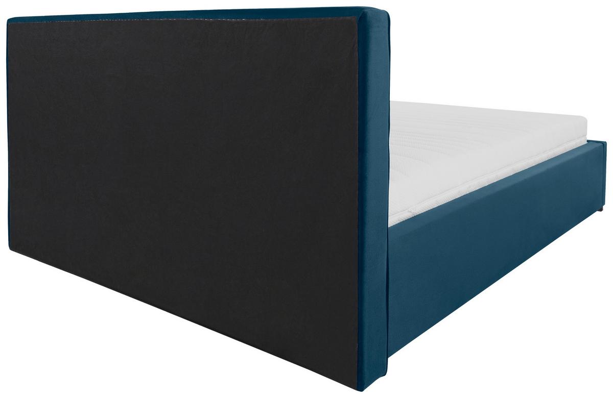 Polsterbett Granda ca. 180x200 cm Dunkelblau - Chromfarben/Buchefarben, MODERN, Holz/Textil (180/200cm) - MID.YOU