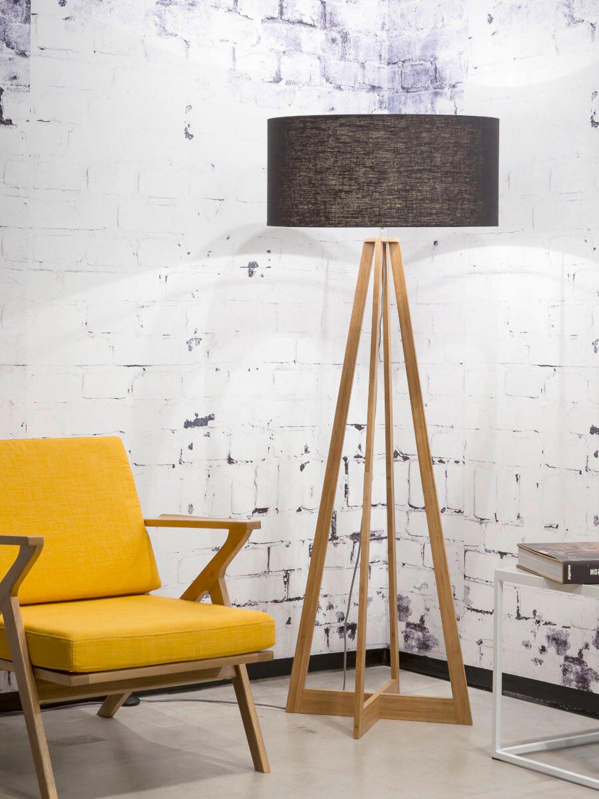 Stoječa Svetilka Everest, Črna, Bambus - črna/naravne barve, Trend (60/158cm) - Good & Mojo