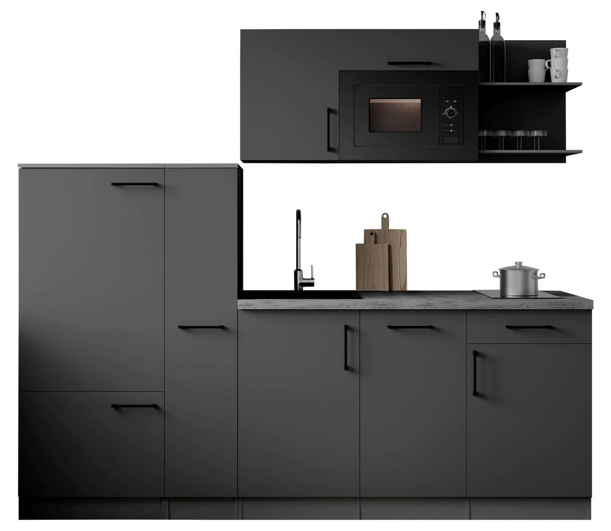 Küchenblock Oliver m. Geräten Grau - Grau, Trend, Holzwerkstoff/Metall (235cm) - Respekta