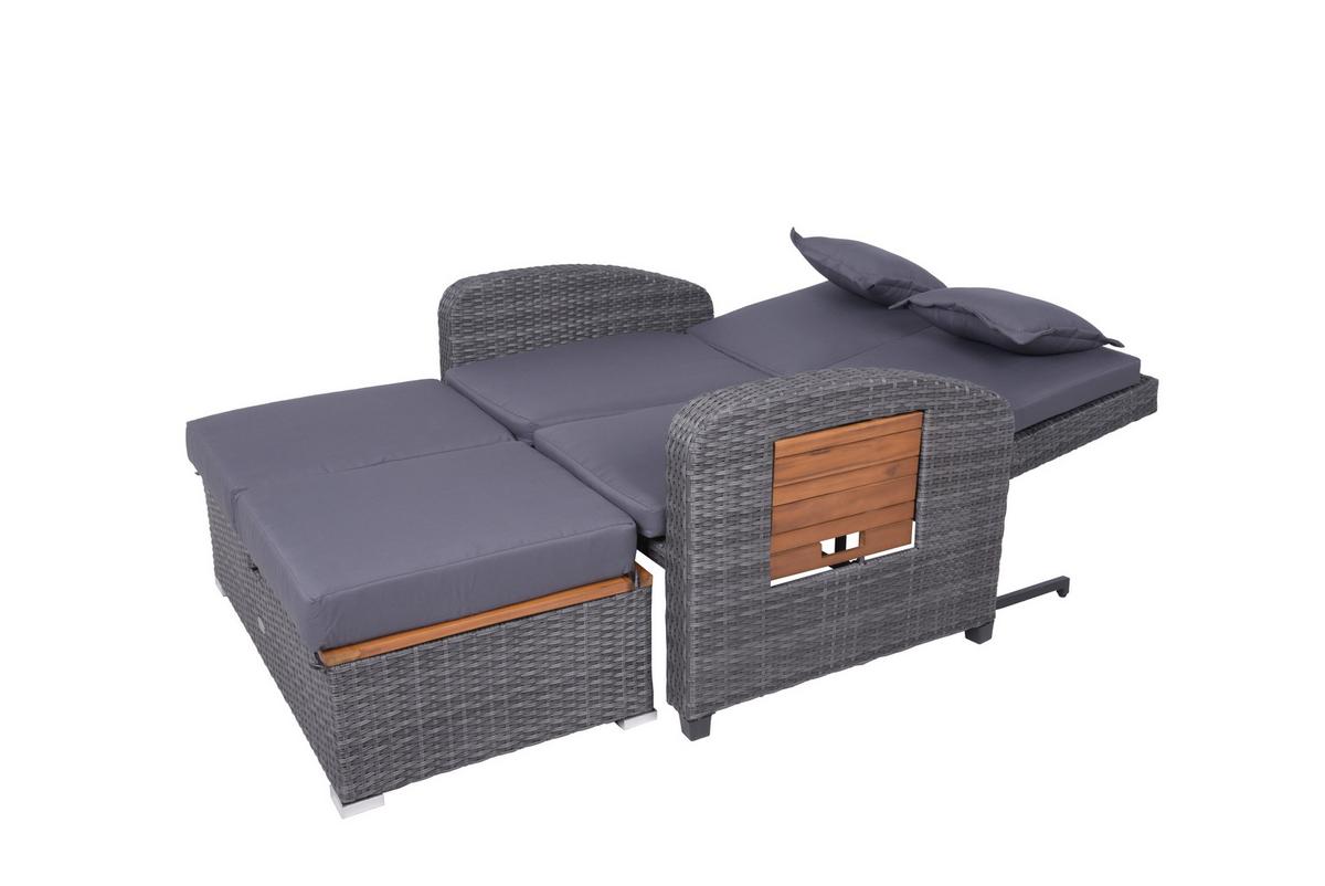 Loungegarnitur Bari ca. 116x95x118 cm Grau - Dunkelgrau/Anthrazit, Basics, Holz/Kunststoff (116/95/118cm) - Gardenson