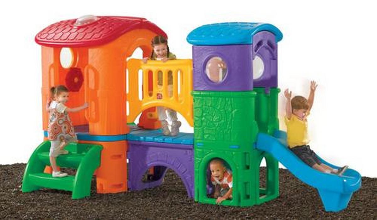 Spielturm Clubhouse aus Kunststoff - Blau/Grün, Basics, Kunststoff (348/177,8/232,4cm) - Ambia Garden