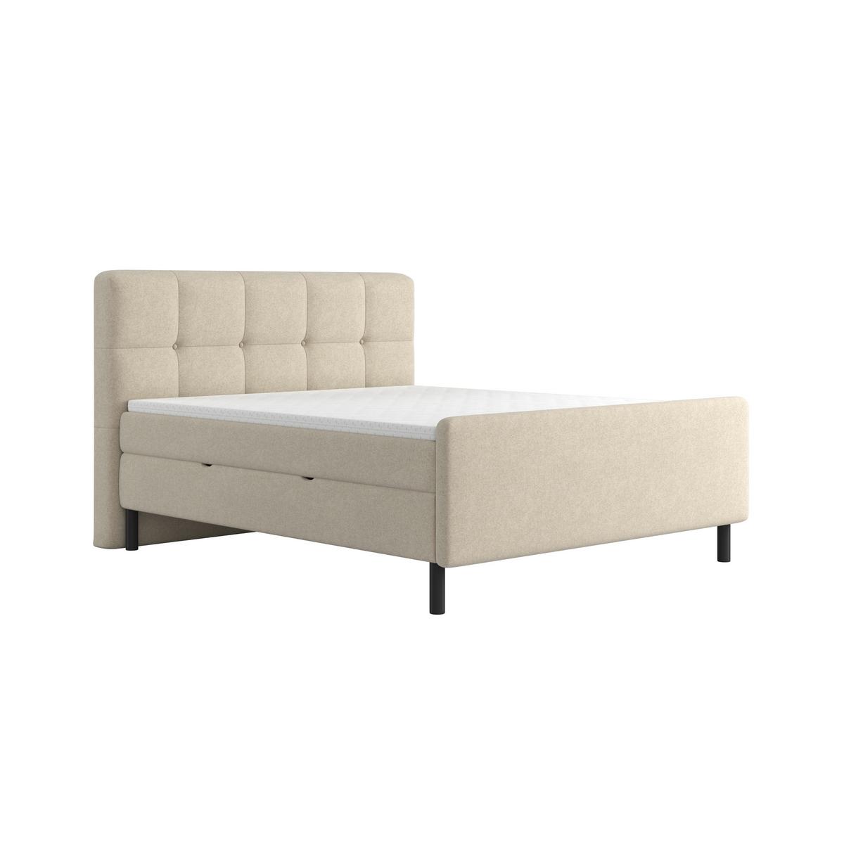 Boxbett Marbella 180x200cm Beige mit Topper - Beige/Schwarz, Modern, Holz/Holzwerkstoff (180/200cm) - Bessagi Home