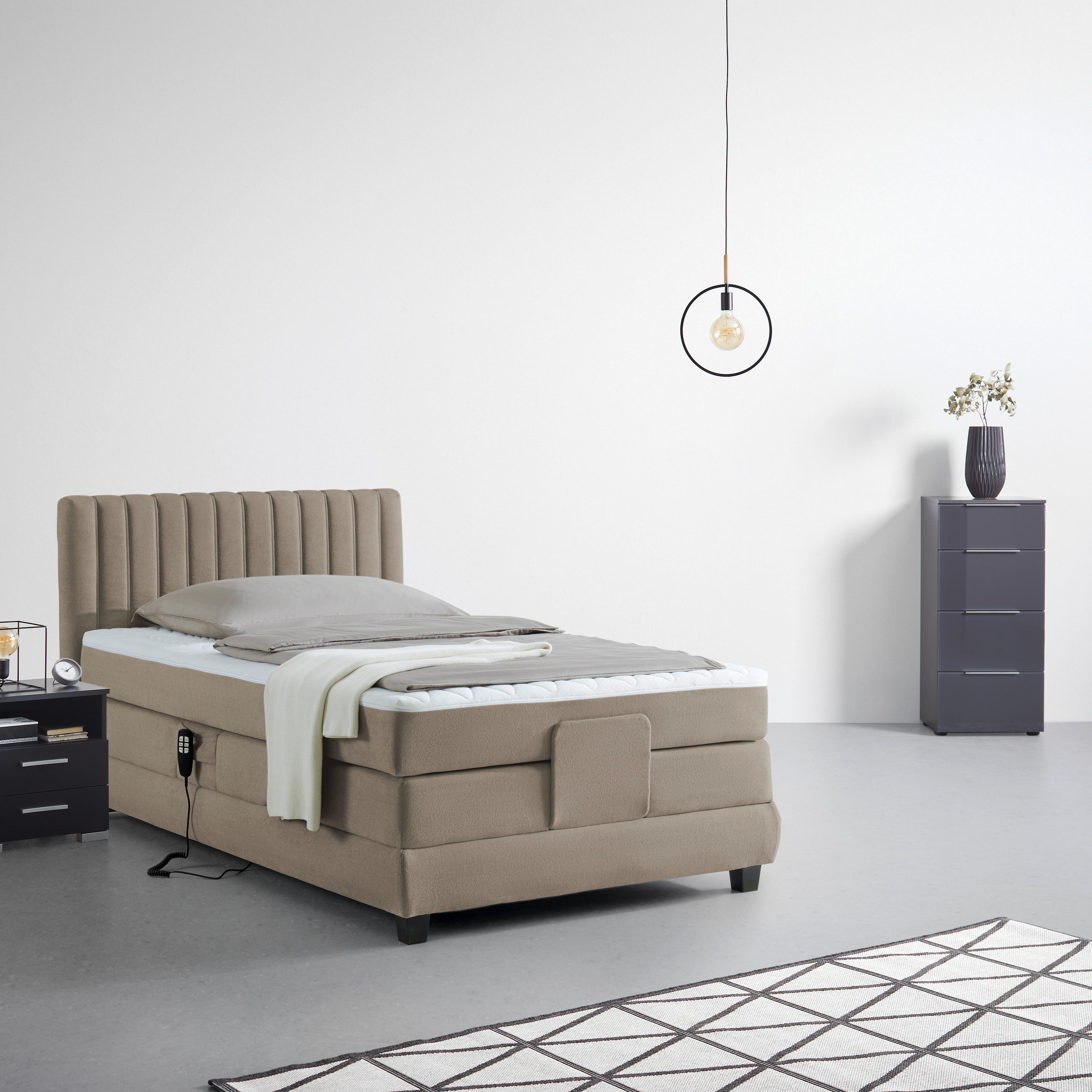 Boxspringbett Dixon Braun ca. 100x200cm - Schwarz/Braun, Konventionell, Holz/Holzwerkstoff (100/200cm) - Premium Living