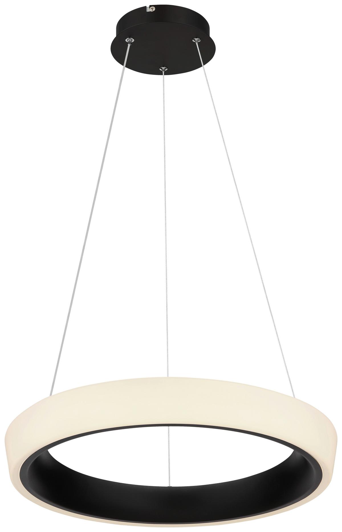 Viseča Led-svetilka Tabano, S Sijalko - črna/opal, Design, kovina/umetna masa (49,5/120cm) - Globo