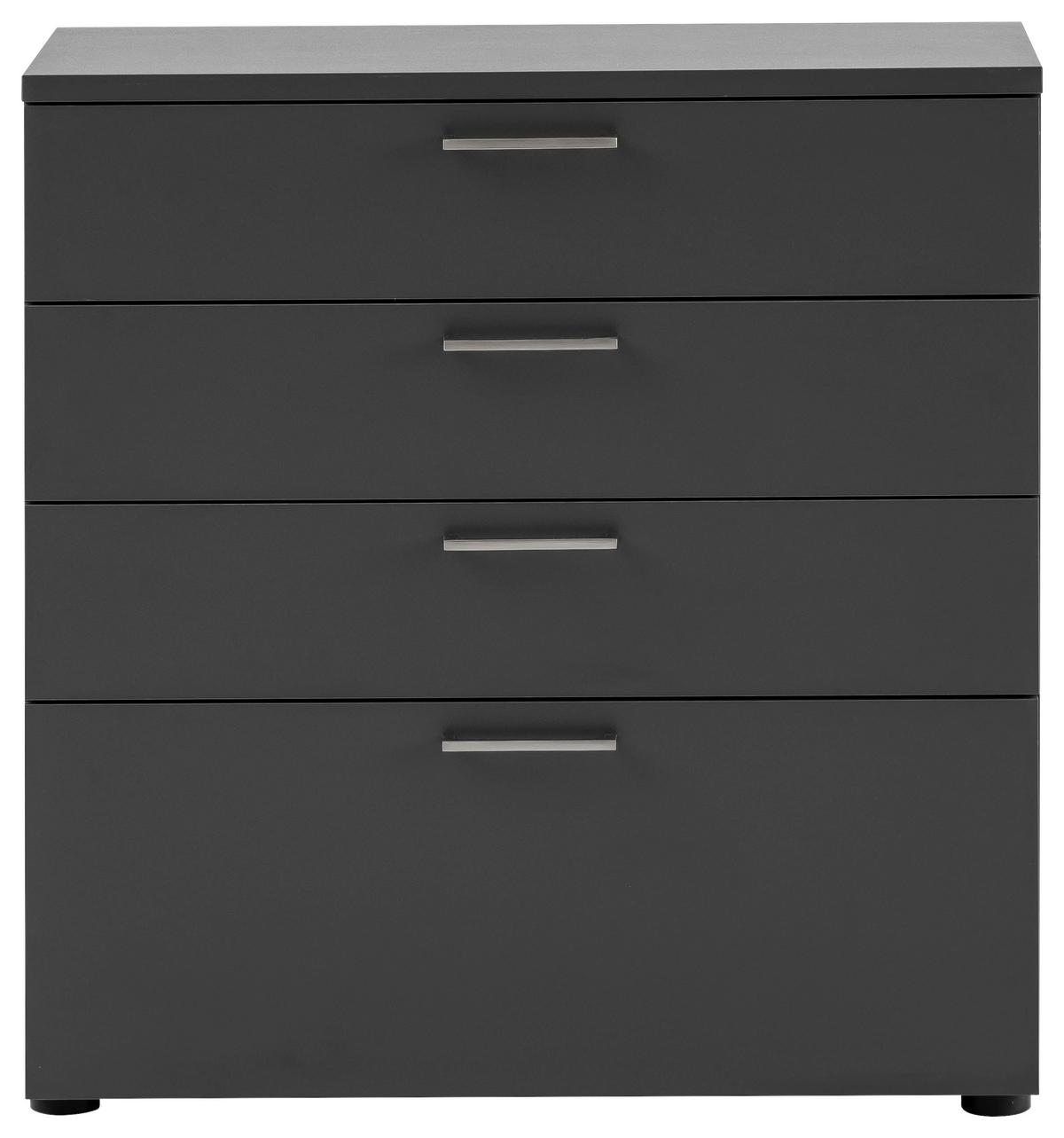 Kommode "Serie 1500" , anthrazit - Anthrazit/Silberfarben, KONVENTIONELL, Holzwerkstoff/Kunststoff (80,2/84,2/41cm) - MID.YOU