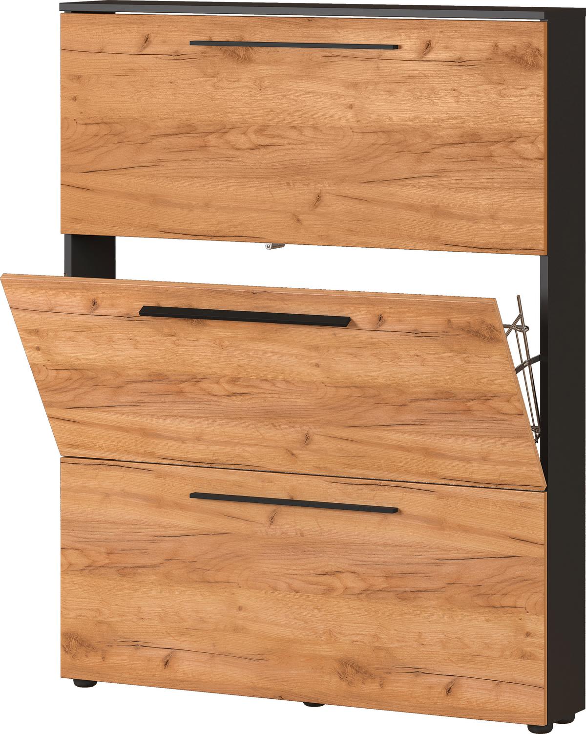Schuhkipper Wildomar in Braun/Graphitfarben - Schwarz/Graphitfarben, Modern, Holzwerkstoff/Metall (100/129/19cm) - Mömax