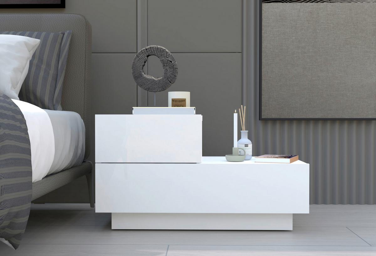 NACHTTISCH KAYRA NACHTTISCH - Weiss, Design, Holzwerkstoff (70/39/30cm) - Livetastic