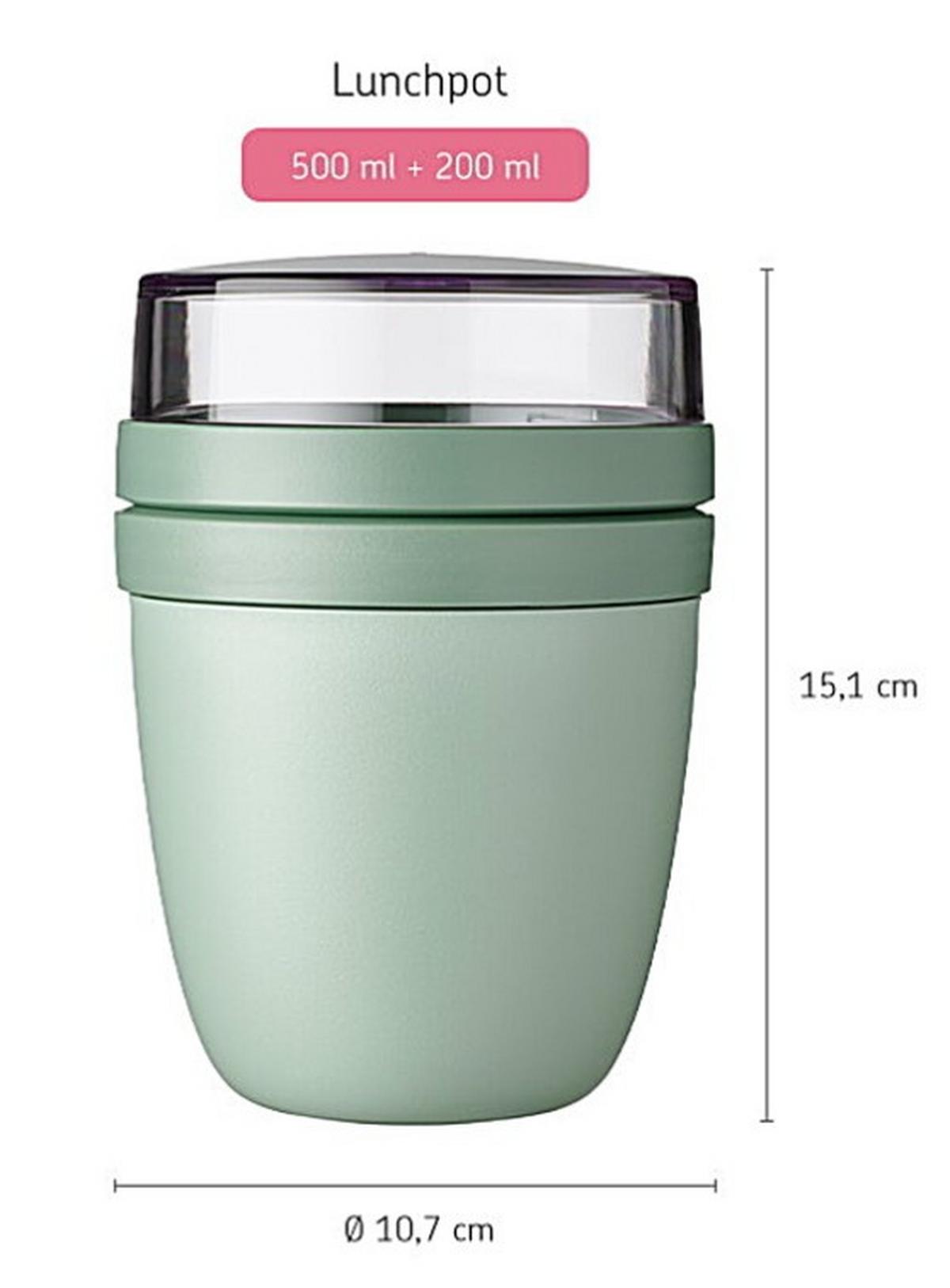 KUBEK NA JOGURT TO GO 107648094700 - szałwiowy, Konventionell, tworzywo sztuczne (10,7/10,7/15,1cm) - Mepal