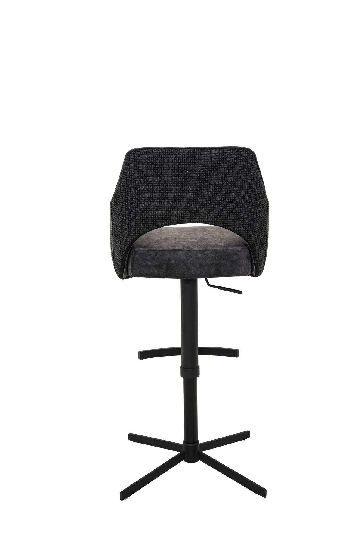 Barhocker Valletta Anthrazit/Schwarz - Anthrazit/Schwarz, KONVENTIONELL, Textil/Metall (57/92-119/52cm) - Premium Living