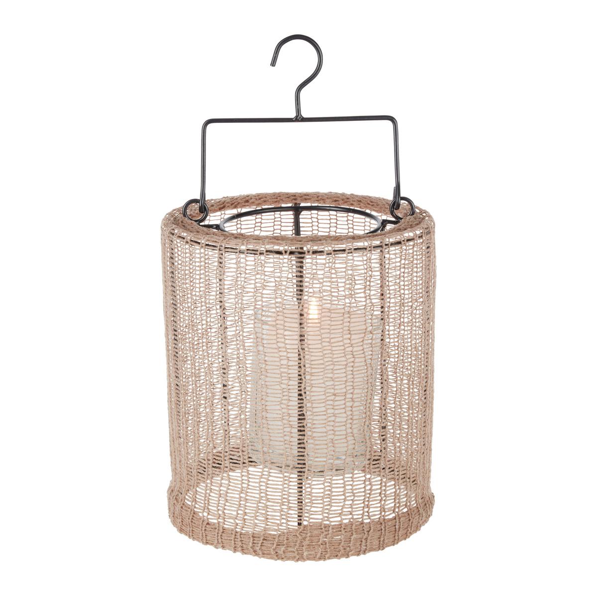 Laterne Talea in Braun Ø ca. 18cm - Braun, Basics, Glas/Textil (18/21cm) - Modern Living