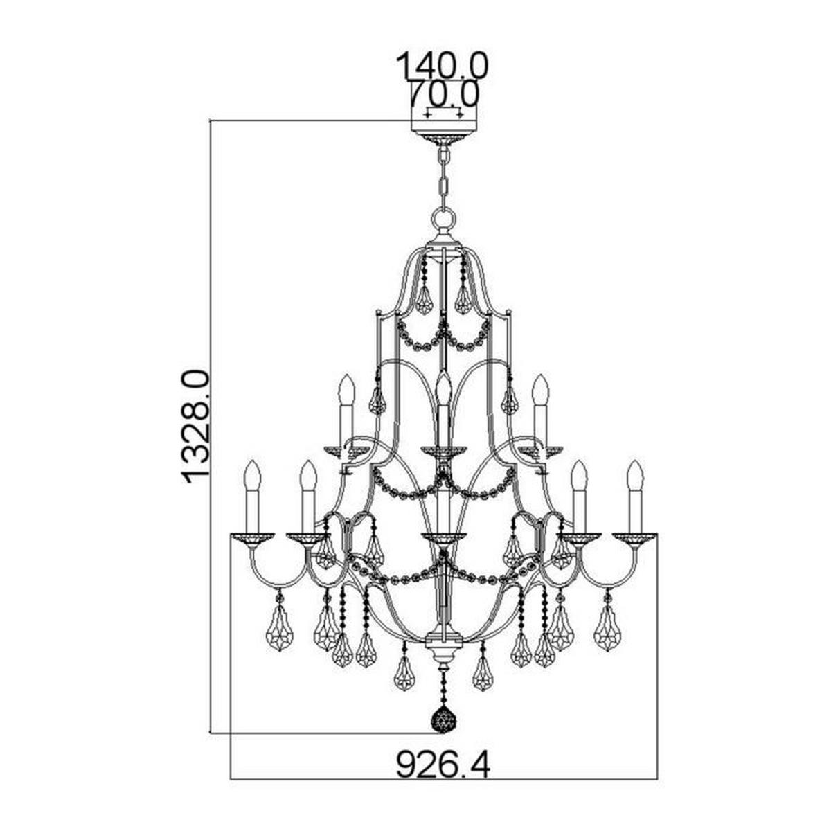 Csillár Fe-Valentina12 - bronzszínű, Natur, üveg/fém (92.6/125.2cm) - Elstead Lighting
