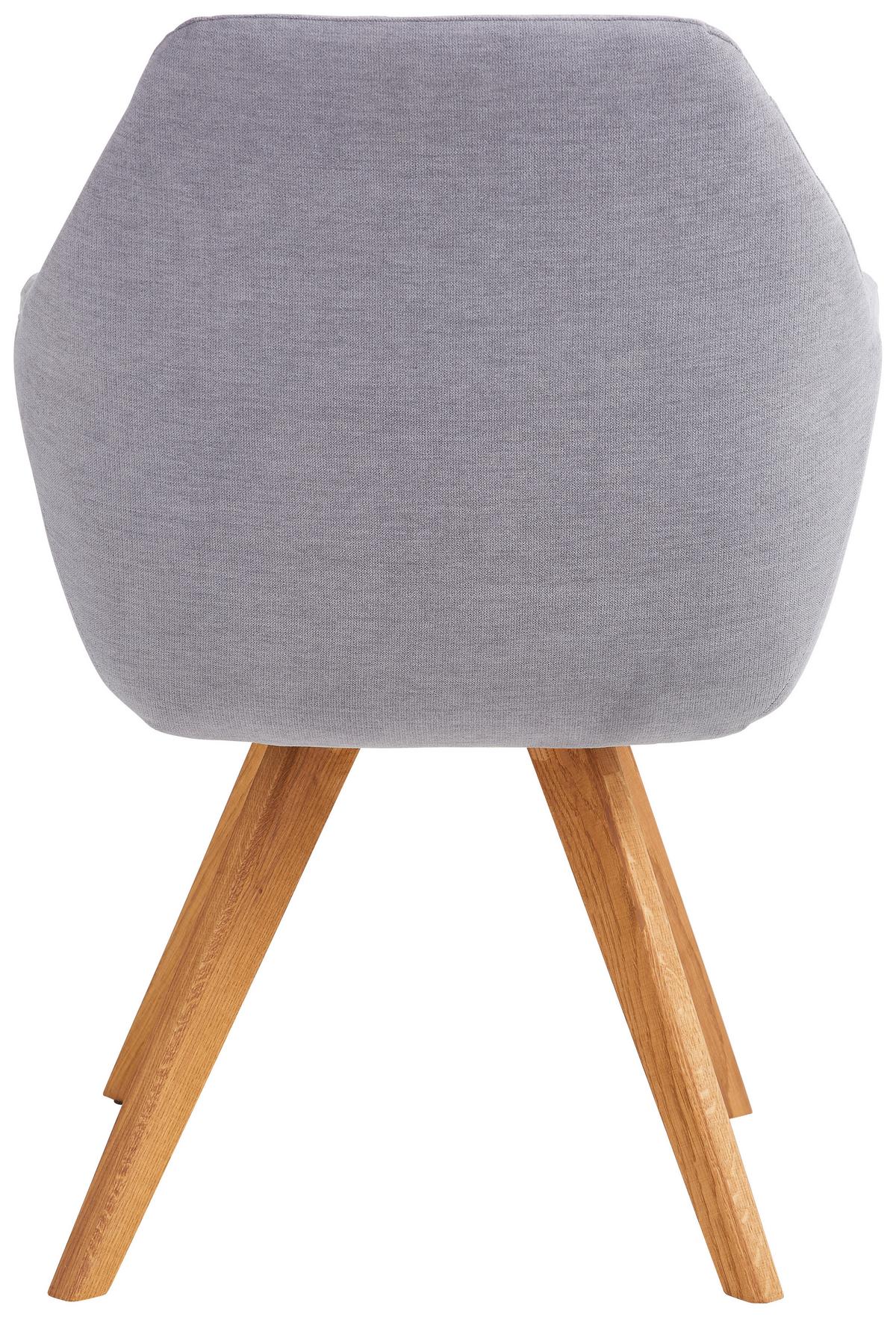 KRZESŁO Z PODŁOKIETNIKAMI COZY - kolor dębowy/szary, Design, drewno/tkanina (65/85/68cm) - Linea Natura