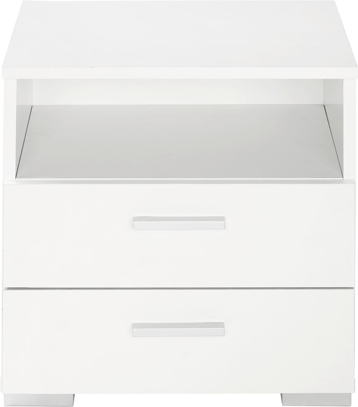 Nachtkästchen in Weiss - Weiss/Alufarben, Konventionell, Holzwerkstoff/Kunststoff (45/47/35cm) - Mömax