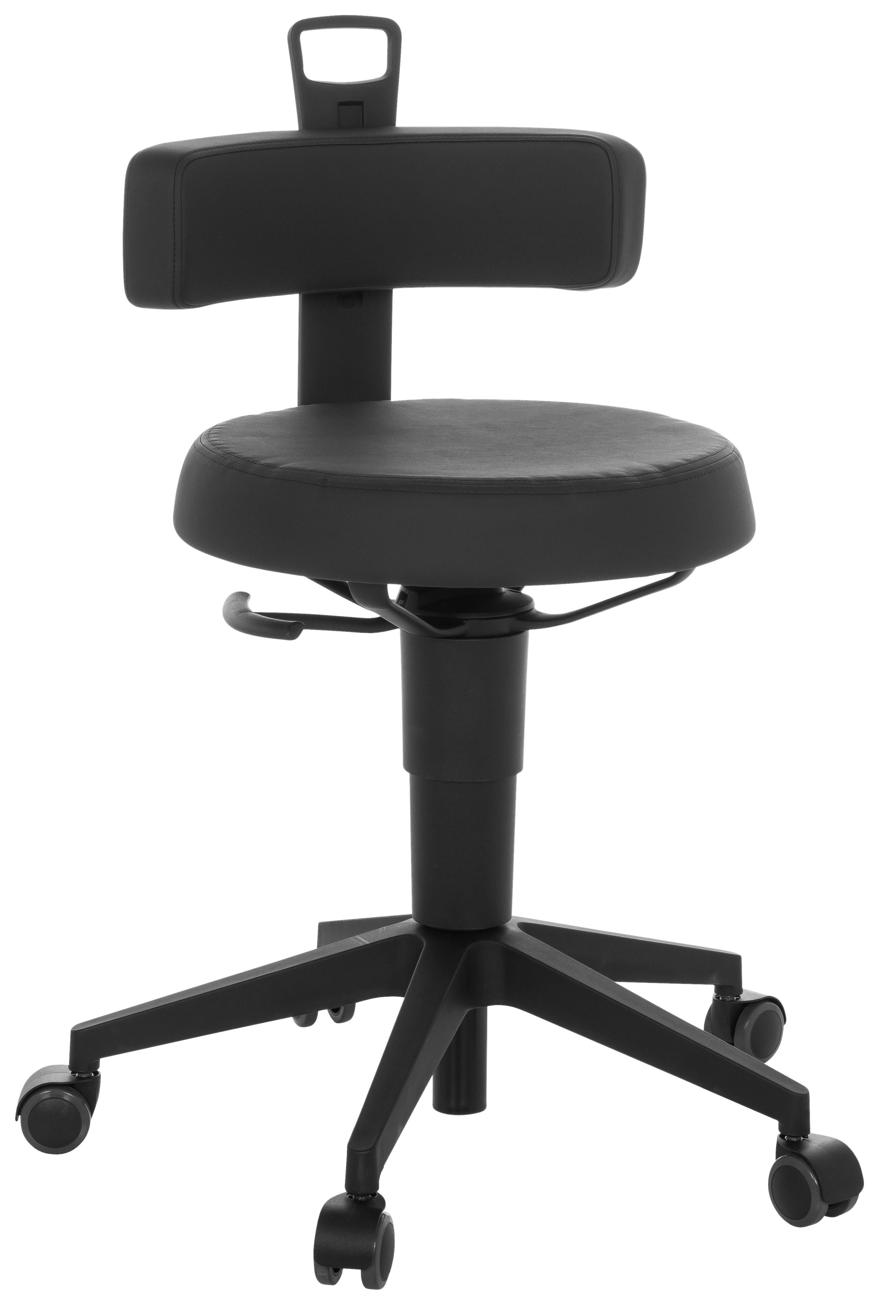 Bürohocker Top Work Flex Schwarz - Schwarz, Basics, Leder/Kunststoff (40/74-86/46cm) - MID.YOU