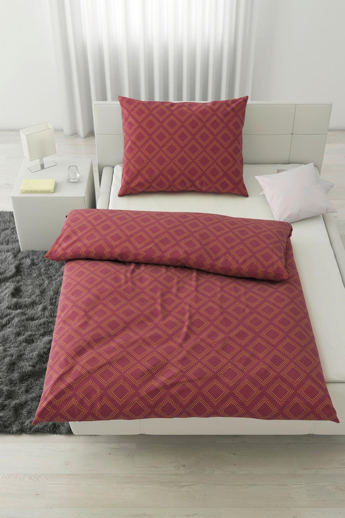Bettwäsche Ornament Ca. 160x210cm - Gelb/Weinrot, Lifestyle, Textil (160/210cm) - Modern Living