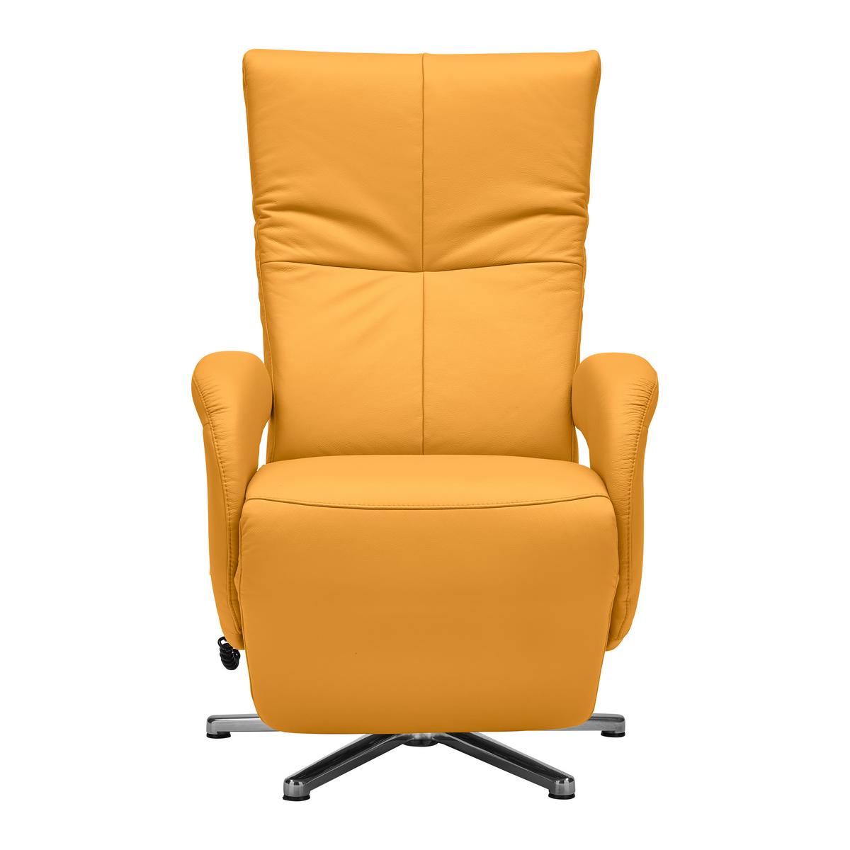 Relaxsessel Sitting 2 Gelb - Chromfarben/Gelb, MODERN, Leder (70/111/80cm) - Premium Living